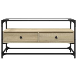 TV-benk med glasstopp grå sonoma 98x35x51 cm konstruert tre