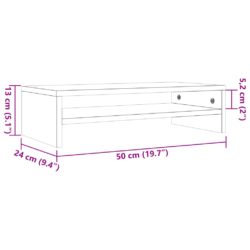 Monitorstativ voksbrun 50x24x13 cm heltre furu