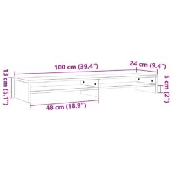 Monitorstativ voksbrun 100x24x13 cm heltre furu