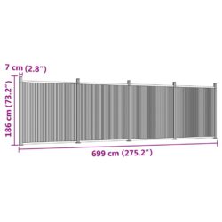 Gjerdepanel grå 699×186 cm WPC