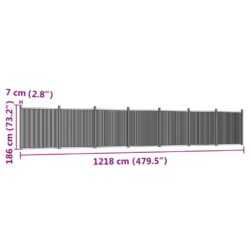 Gjerdepanel grå 1218×186 cm WPC