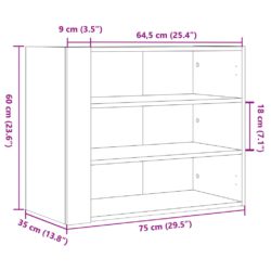 Veggskap hvit 75x35x60 cm konstruert tre