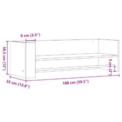 Vegghylle hvit 100x35x30,5 cm konstruert tre