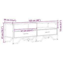 TV-benk grå sonoma 122x34x41 cm konstruert tre