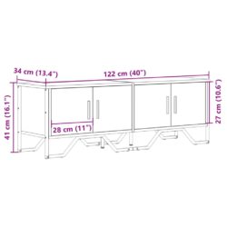 TV-benk svart 122x34x41 cm konstruert tre