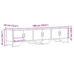 TV-benk svart 180x34x41 cm konstruert tre