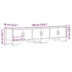 TV-benk sonoma eik 180x34x41 cm konstruert tre