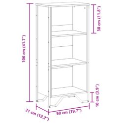 Bokhylle svart 50x31x106 cm konstruert tre