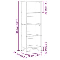 Bokhylle sonoma eik 50x31x137,5 cm konstruert tre