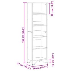 Bokhylle svart 50x31x169 cm konstruert tre