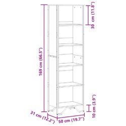 Bokhylle sonoma eik 50x31x169 cm konstruert tre