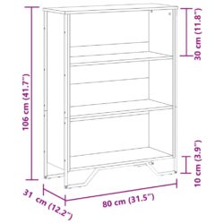 Bokhylle svart 80x31x106 cm konstruert tre