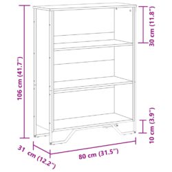 Bokhylle sonoma eik 80x31x106 cm konstruert tre