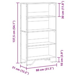 Bokhylle røkt eik 80x31x137,5 cm konstruert tre