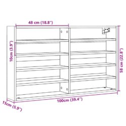 Hylle hvit 100x15x58 cm konstruert tre