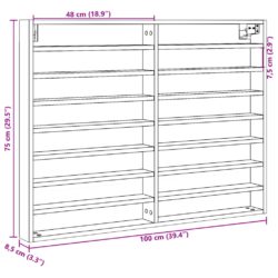 Vitrineskap svart 100×8,5×75 cm konstruert tre