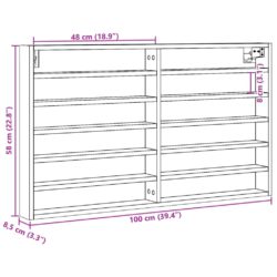 Hyller hvit 100×8,5×58 cm konstruert tre