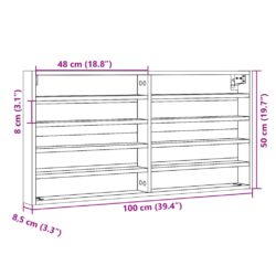 Hyller hvit 100×8,5×50 cm konstruert tre