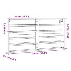 Hyller svart 100×8,5×50 cm konstruert tre