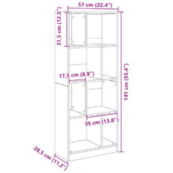 Bokhylle hvit 57×28,5×141 cm konstruert tre