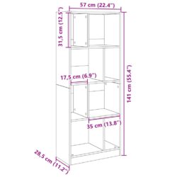 Bokhylle svart 57×28,5×141 cm konstruert tre