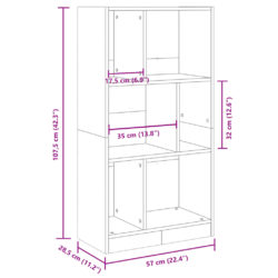 Bokhylle svart 57×28,5×107,5 cm konstruert tre