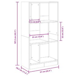 Bokhylle betonggrå 57×28,5×107,5 cm konstruert tre