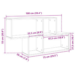 Vegghylle svart 100x20x53 cm konstruert tre