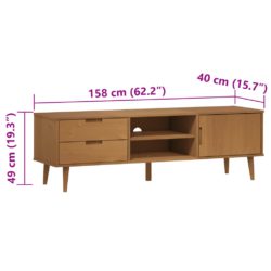 TV-benk MOLDE brun 158x40x49 cm heltre furu