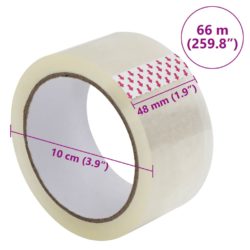 Emballasjetape 12 stk gjennomsiktig 48 mm x 66 m