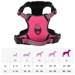 Hundesele med reflekterende striper justerbar rosa XL