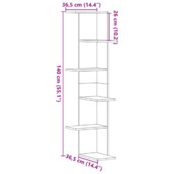 Veggmontert hylle betonggrå 36,5×36,5×140 cm konstruert tre