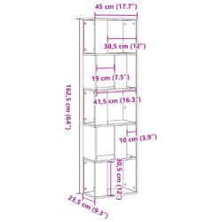 Bokhylle 5 etasjer hvit 45×23,5×162,5 cm konstruert tre