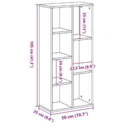 Bokhylle hvit 50x25x105 cm konstruert tre