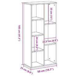 Bokhylle røkt eik 50x25x105 cm konstruert tre