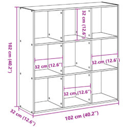 Bokhylle svart 102x32x102 cm konstruert tre