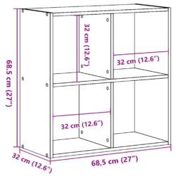 Bokhylle hvit 68,5x32x68,5 cm konstruert tre