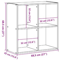 Bokhylle grå sonoma 68,5x32x68,5 cm konstruert tre