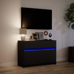 TV-benk med LED svart 91x34x61 cm konstruert tre