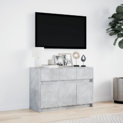 TV-benk med LED betonggrå 91x34x61 cm konstruert tre