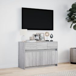 TV-benk med LED grå sonoma 91x34x61 cm konstruert tre