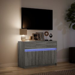 TV-benk med LED grå sonoma 91x34x61 cm konstruert tre