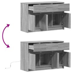 TV-benk med LED grå sonoma 91x34x61 cm konstruert tre