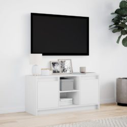 TV-benk med LED hvit 100x34x50 cm konstruert tre