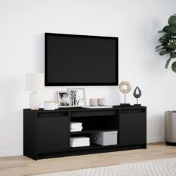 TV-benk med LED svart 139,5x34x50 cm konstruert tre