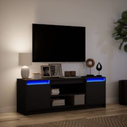 TV-benk med LED svart 139,5x34x50 cm konstruert tre