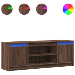 TV-benk med LED brun eik 139,5x34x50 cm konstruert tre