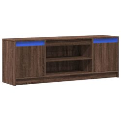 TV-benk med LED brun eik 139,5x34x50 cm konstruert tre