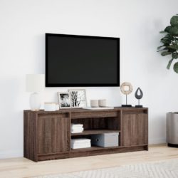 TV-benk med LED brun eik 139,5x34x50 cm konstruert tre