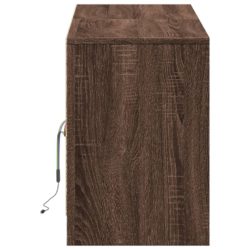 TV-benk med LED brun eik 139,5x34x50 cm konstruert tre